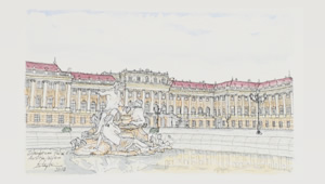 シェーンブルン宮殿正面の水彩画