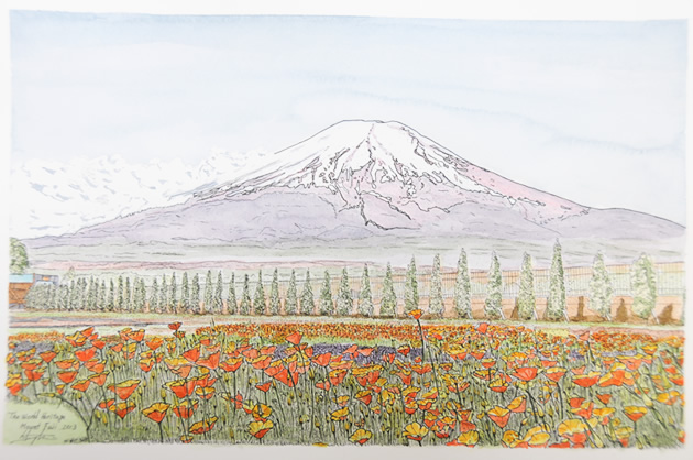 富士山の水彩画　祝・世界文化遺産登録