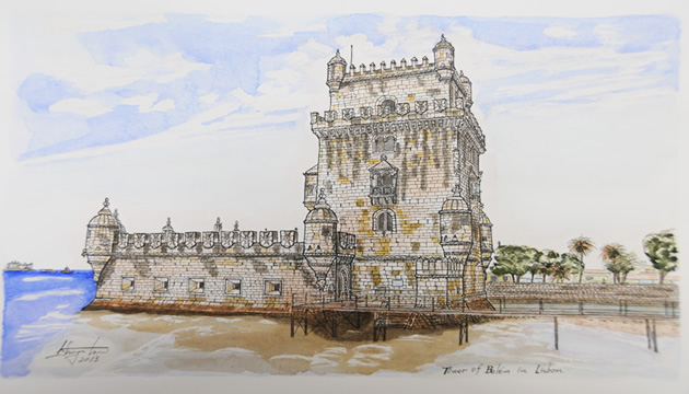 ベレンの塔の水彩画